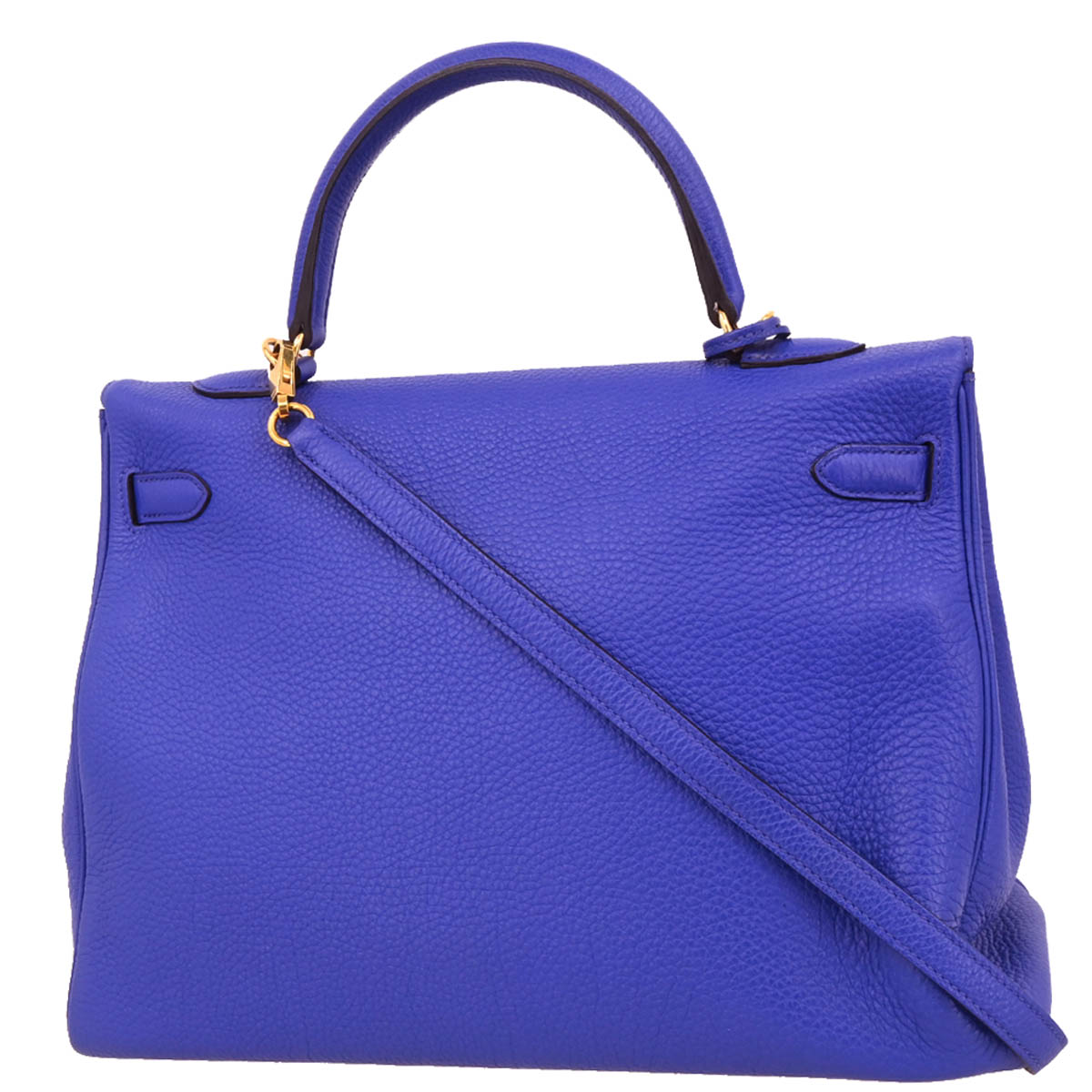 Hermes 2011 Togo Blue Electric Kelly 35 Retourne 2way Shoulder Handbag