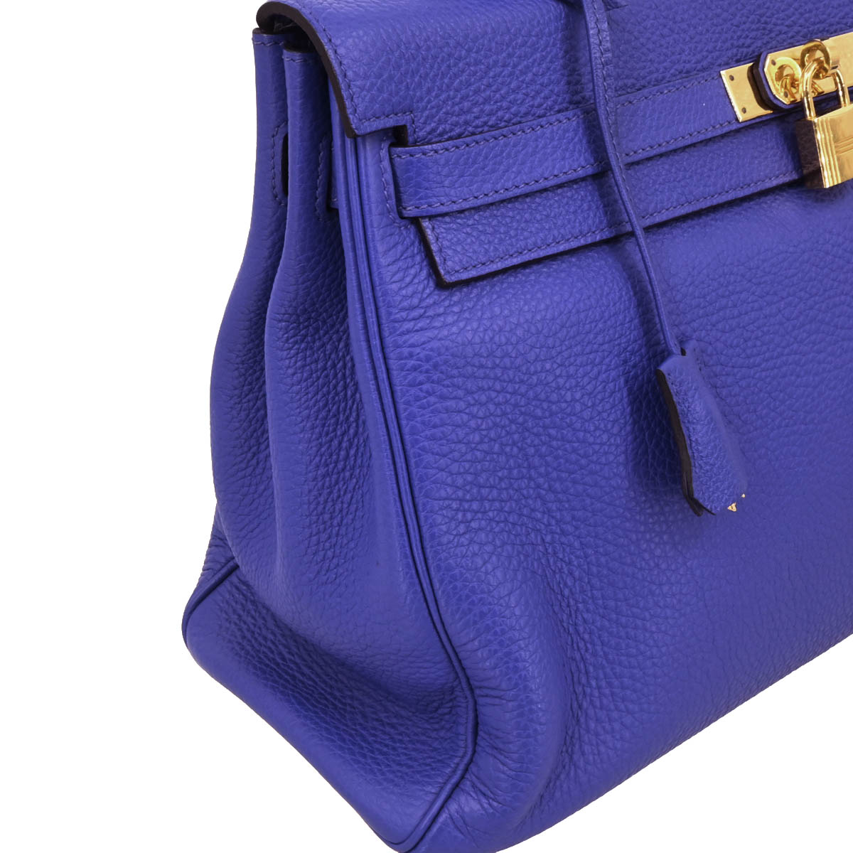 Hermes 2011 Togo Blue Electric Kelly 35 Retourne 2way Shoulder Handbag