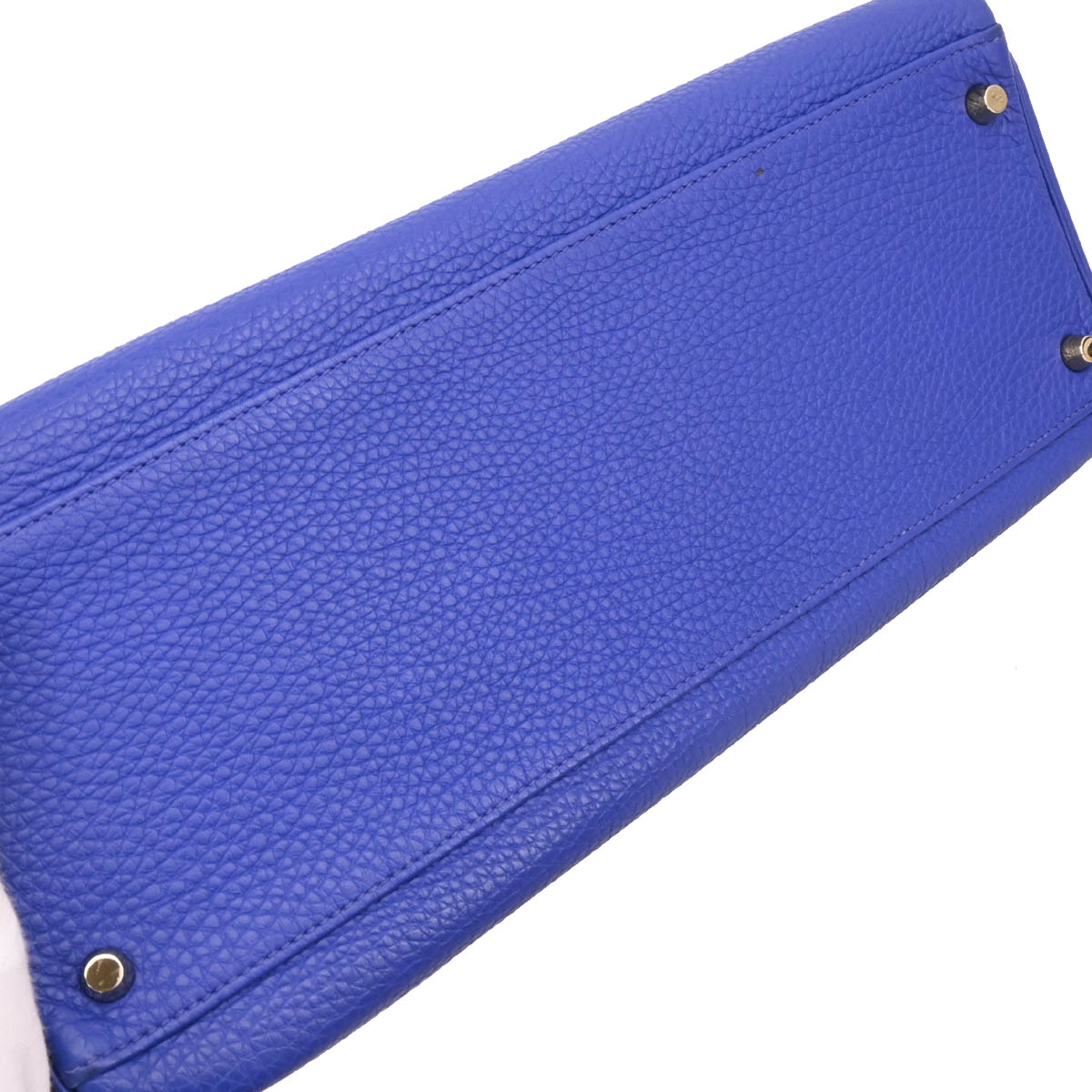 Hermes 2011 Togo Blue Electric Kelly 35 Retourne 2way Shoulder Handbag