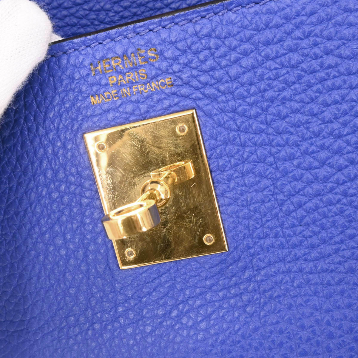 Hermes 2011 Togo Blue Electric Kelly 35 Retourne 2way Shoulder Handbag