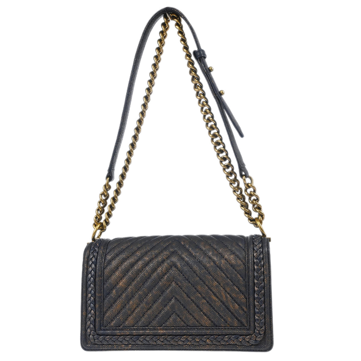 Boy Chanel 2018 Navy Caviar Medium Chevron Shoulder Bag