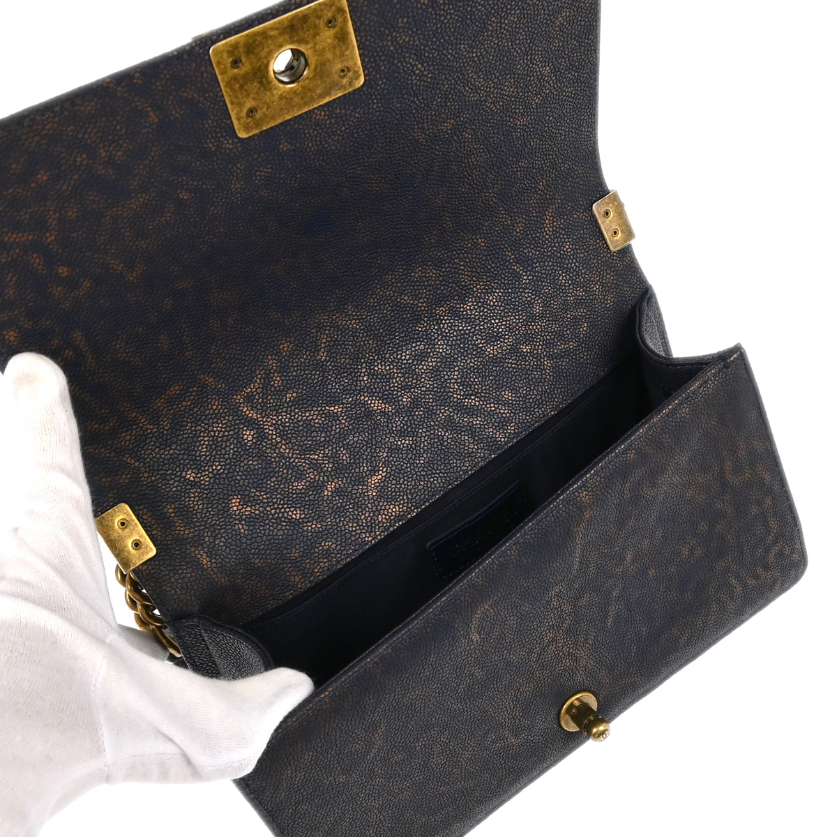 Boy Chanel 2018 Navy Caviar Medium Chevron Shoulder Bag