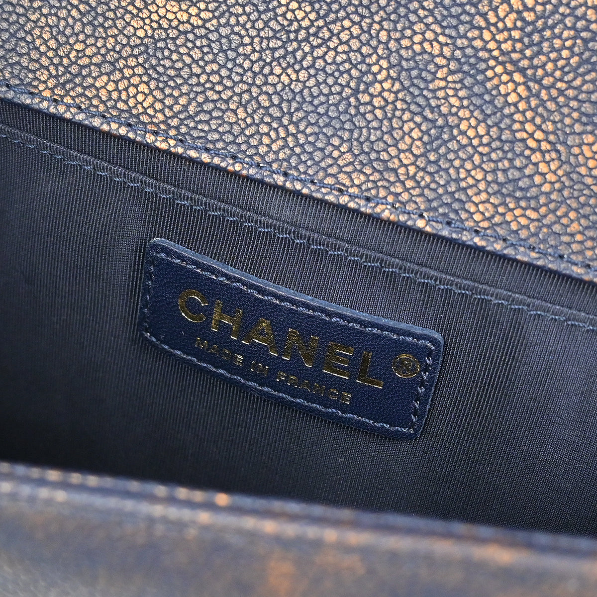 Boy Chanel 2018 Navy Caviar Medium Chevron Shoulder Bag
