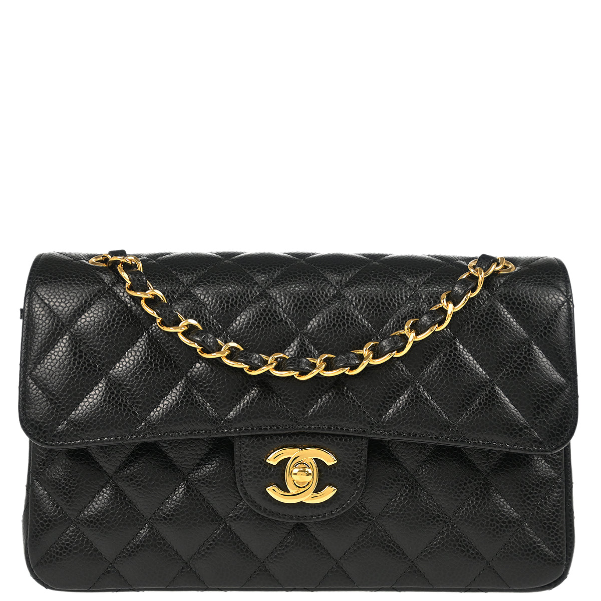 Chanel 2017-2018 Black Caviar Small Classic Double Flap Shoulder Bag