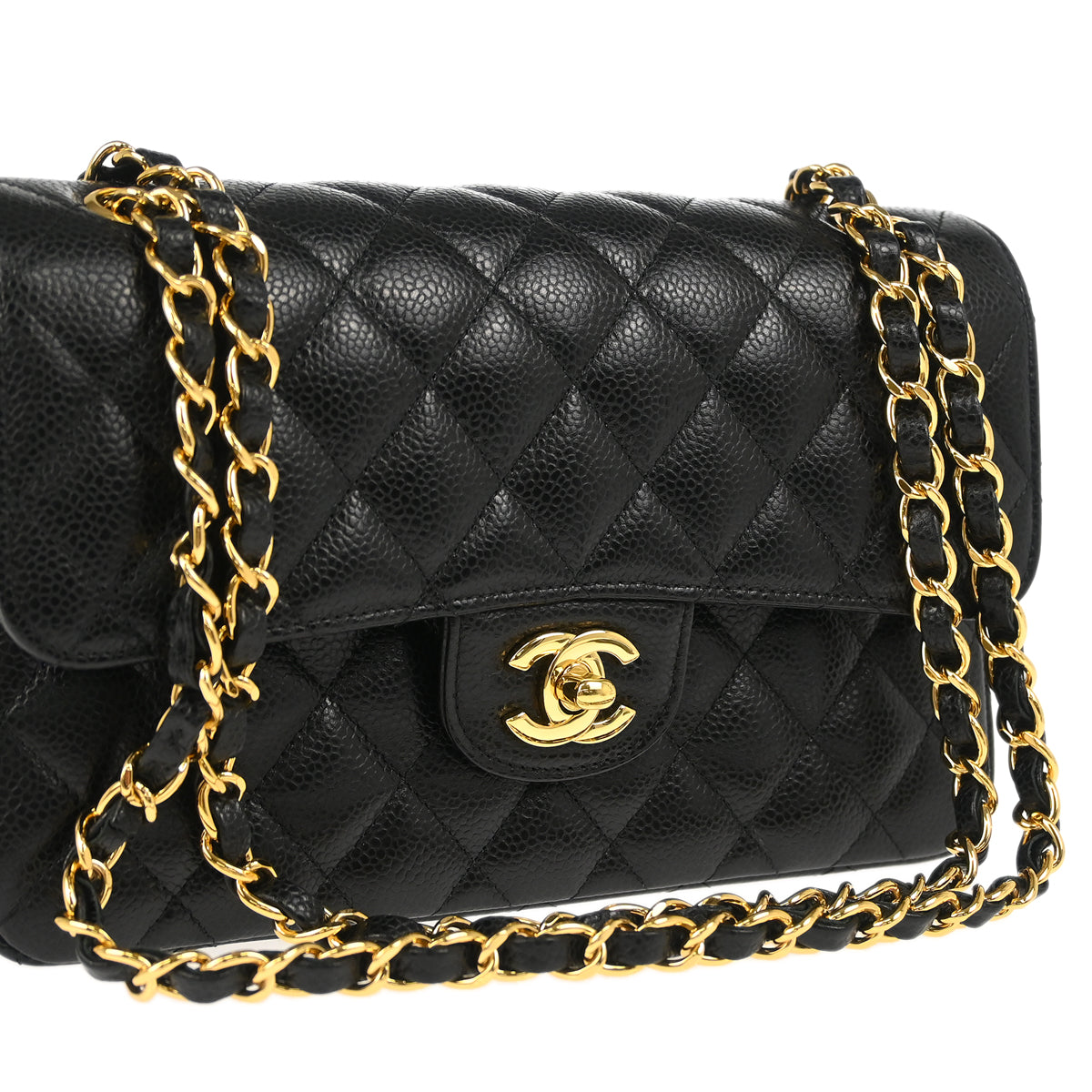 Chanel 2017-2018 Black Caviar Small Classic Double Flap Shoulder Bag