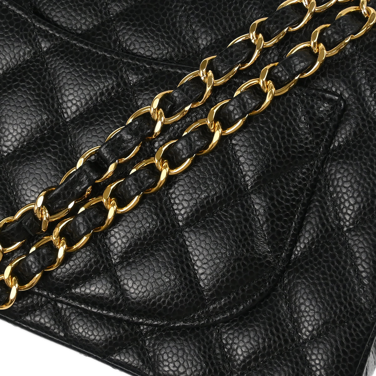 Chanel 2017-2018 Black Caviar Small Classic Double Flap Shoulder Bag