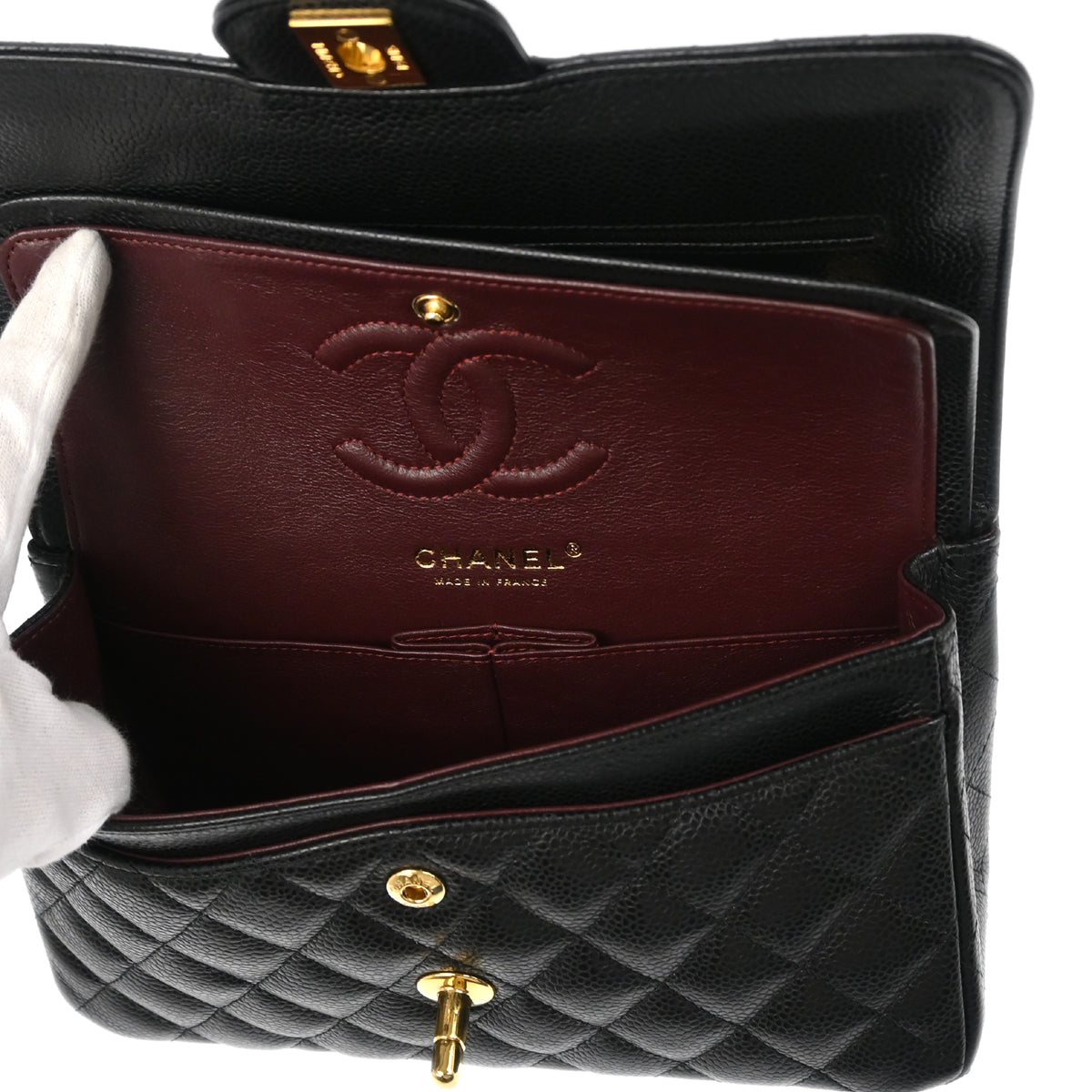 Chanel 2017-2018 Black Caviar Small Classic Double Flap Shoulder Bag
