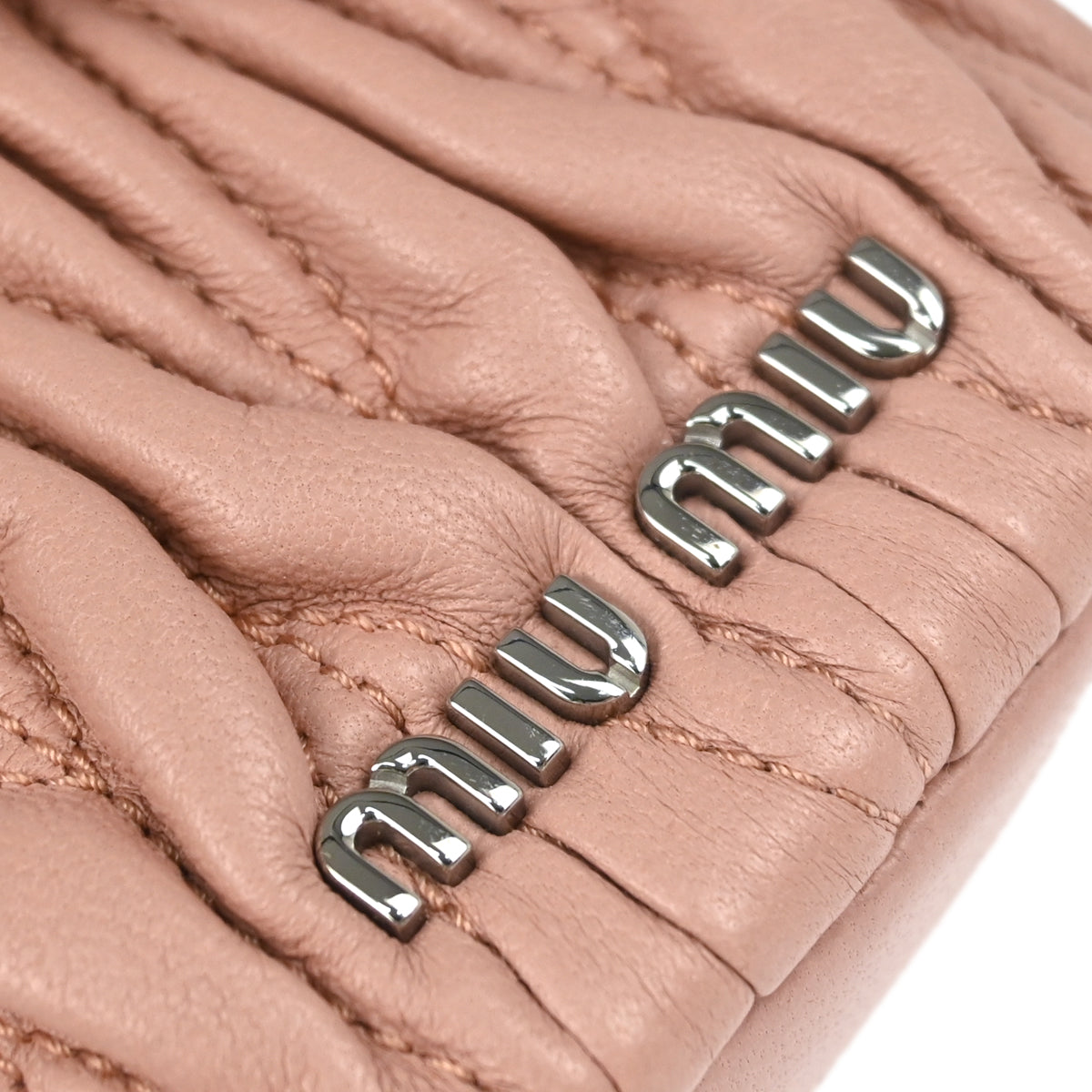 Miu Miu Pink Lambskin Crystal Drawstring Shoulder Bag