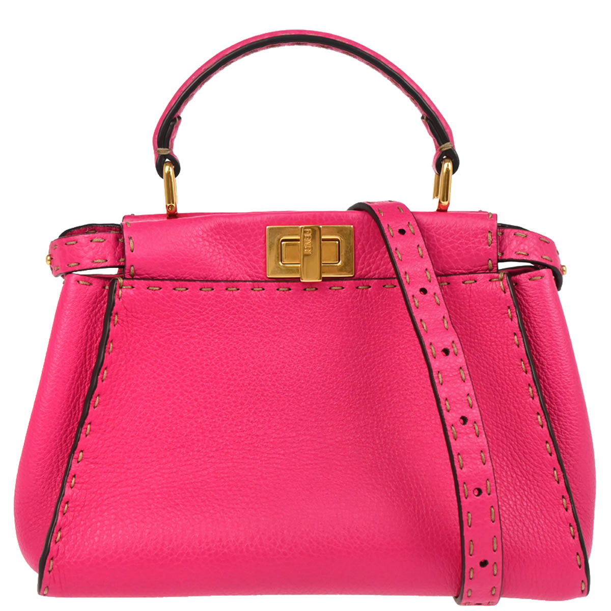 Fendi Pink Leather Peekaboo 2way Shoulder Handbag