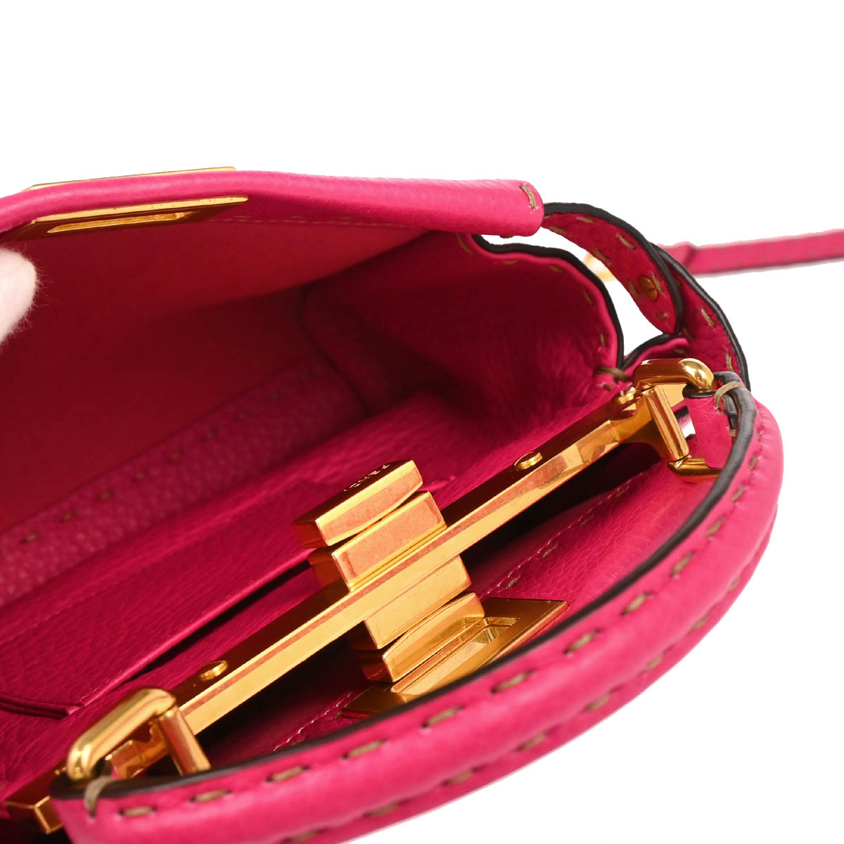 Fendi Pink Leather Peekaboo 2way Shoulder Handbag