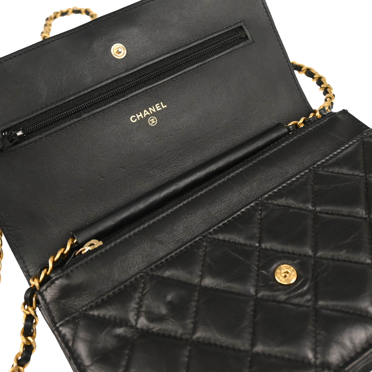 Chanel 2017-2018 Black Calfskin Lucky Charm WOC Shoulder Wallet Bag