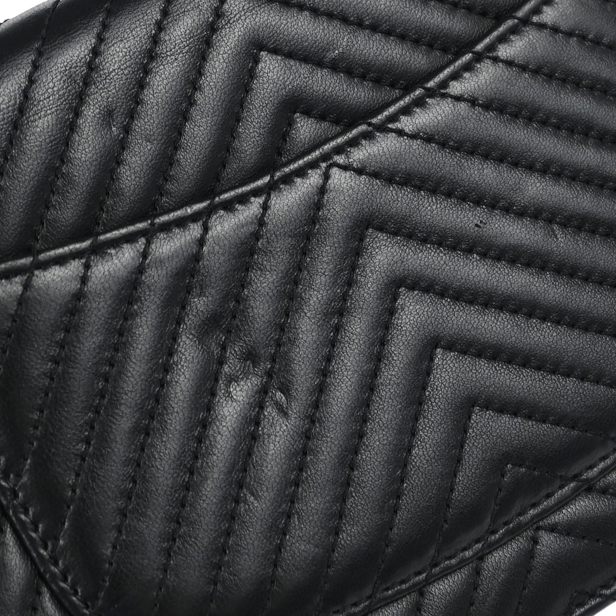 Chanel 2014-2015 Black Lambskin Chevron Classic WOC Shoulder Wallet Bag