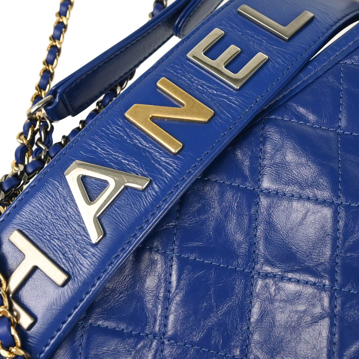 Chanel 2019 Blue Calfskin Lambskin Gabrielle 2way Shoulder Handbag