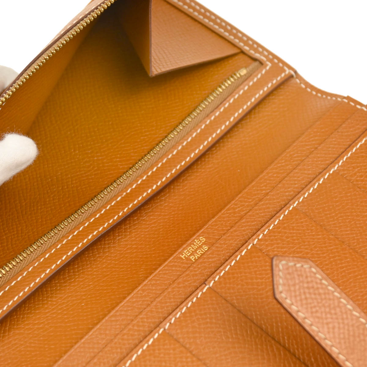 Hermes Gold Epsom Bearn Bifold Long Wallet