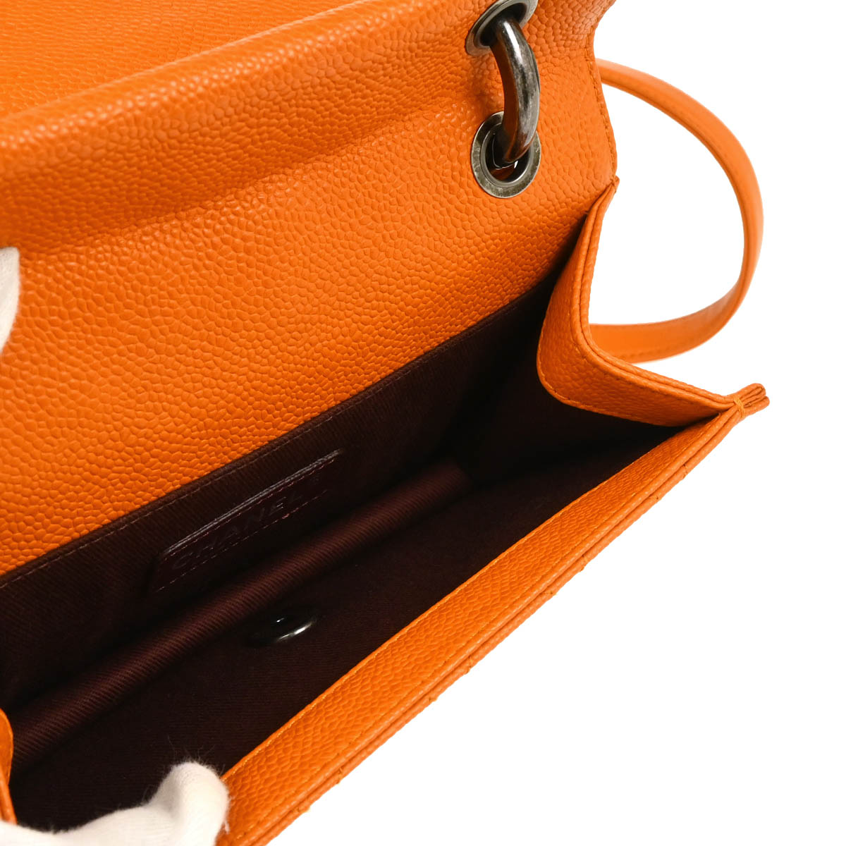Chanel 2014-2015 Orange Caviar Retro Class 2way Shoulder Handbag