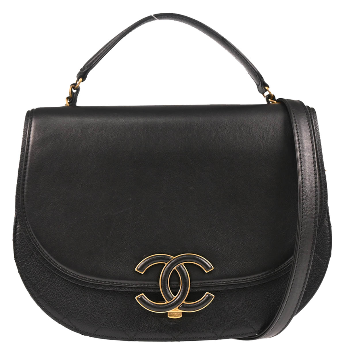 Chanel 2017-2018 Black Calfskin Coco Curve 2way Shoulder Handbag
