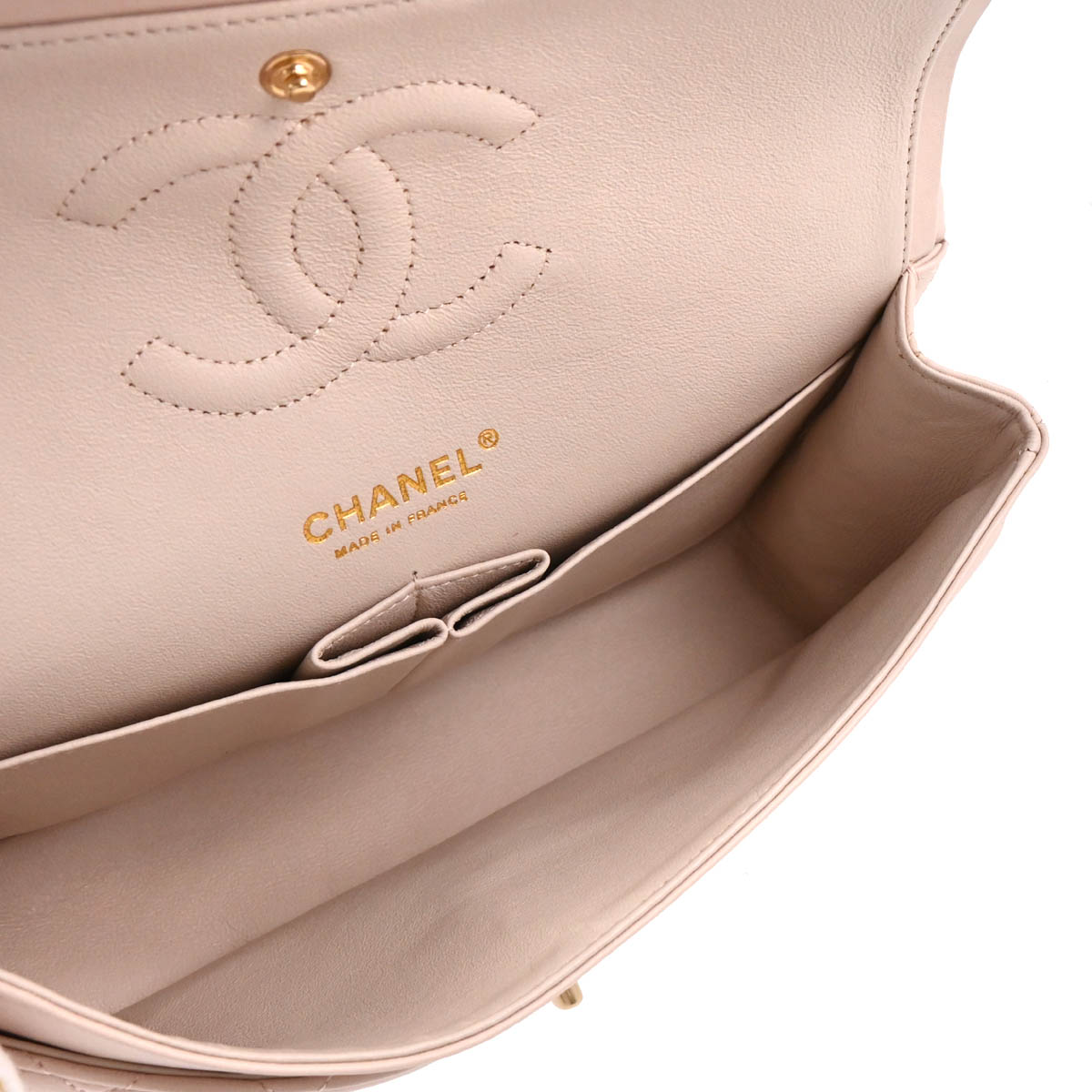Chanel 2013-2014 Pale Pink Lambskin Medium Classic Double Flap Shoulder Bag