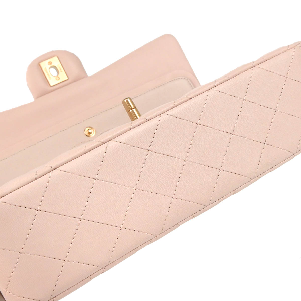 Chanel 2013-2014 Pale Pink Lambskin Medium Classic Double Flap Shoulder Bag