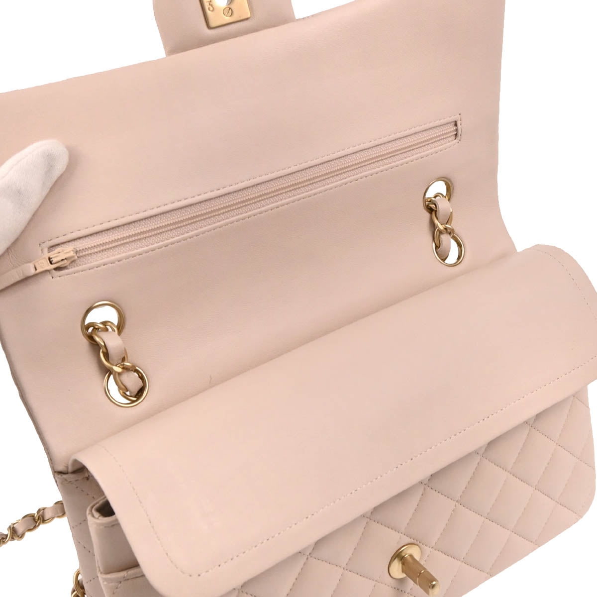 Chanel 2013-2014 Pale Pink Lambskin Medium Classic Double Flap Shoulder Bag