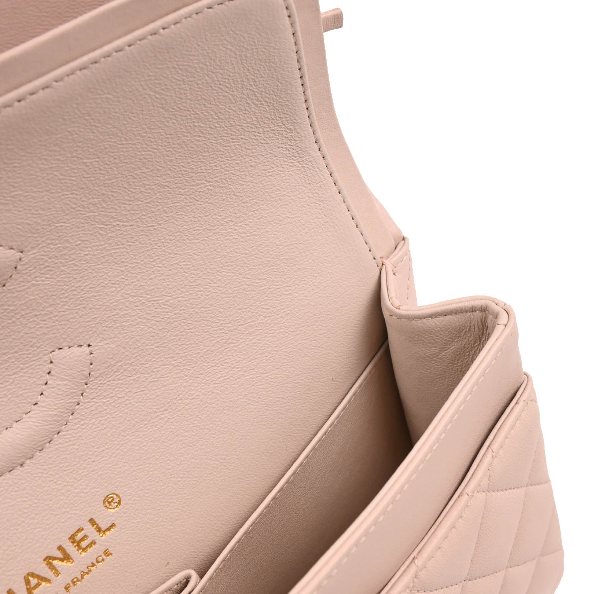 Chanel 2013-2014 Pale Pink Lambskin Medium Classic Double Flap Shoulder Bag