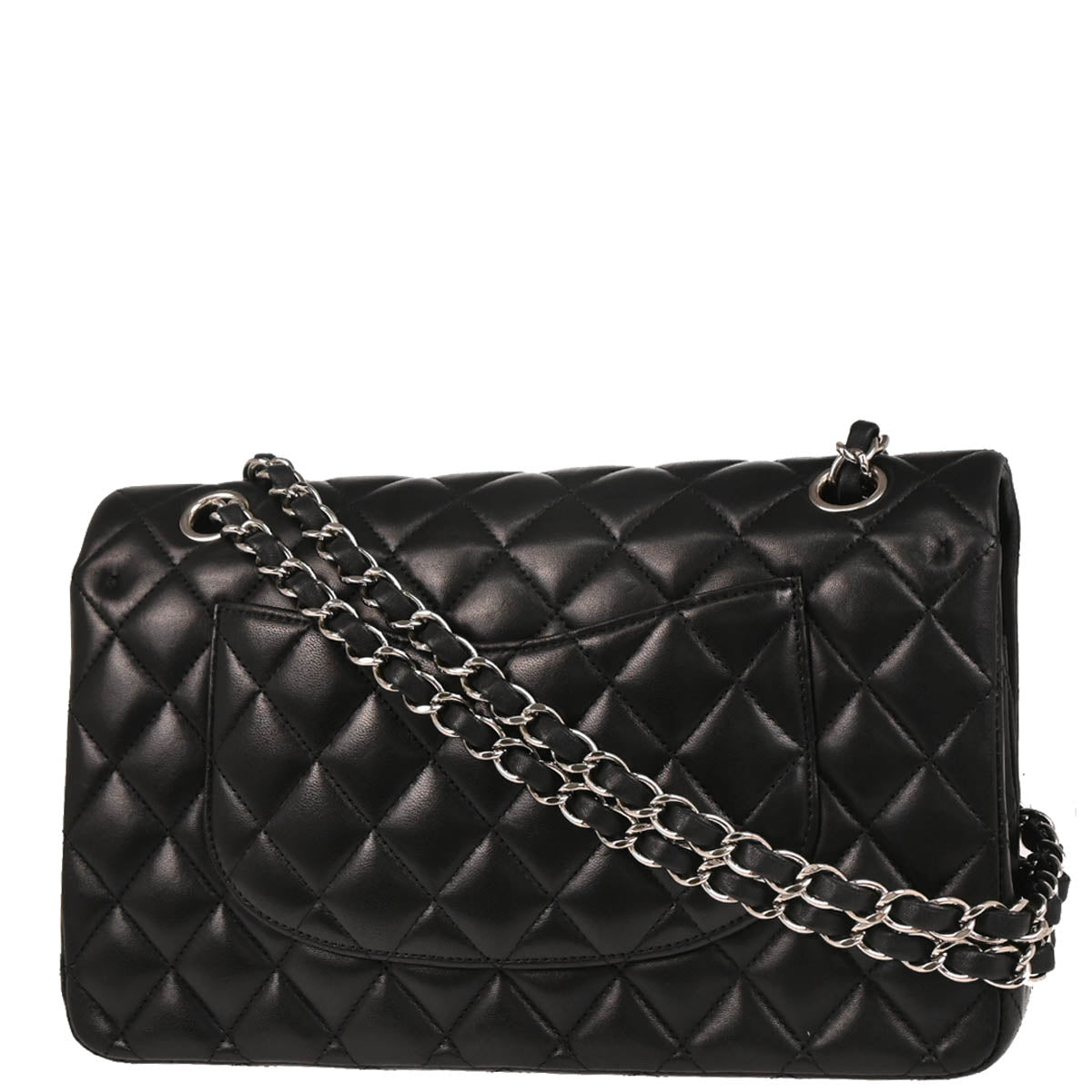 Chanel 2014-2015 Black Lambskin Medium Classic Double Flap Shoulder Bag