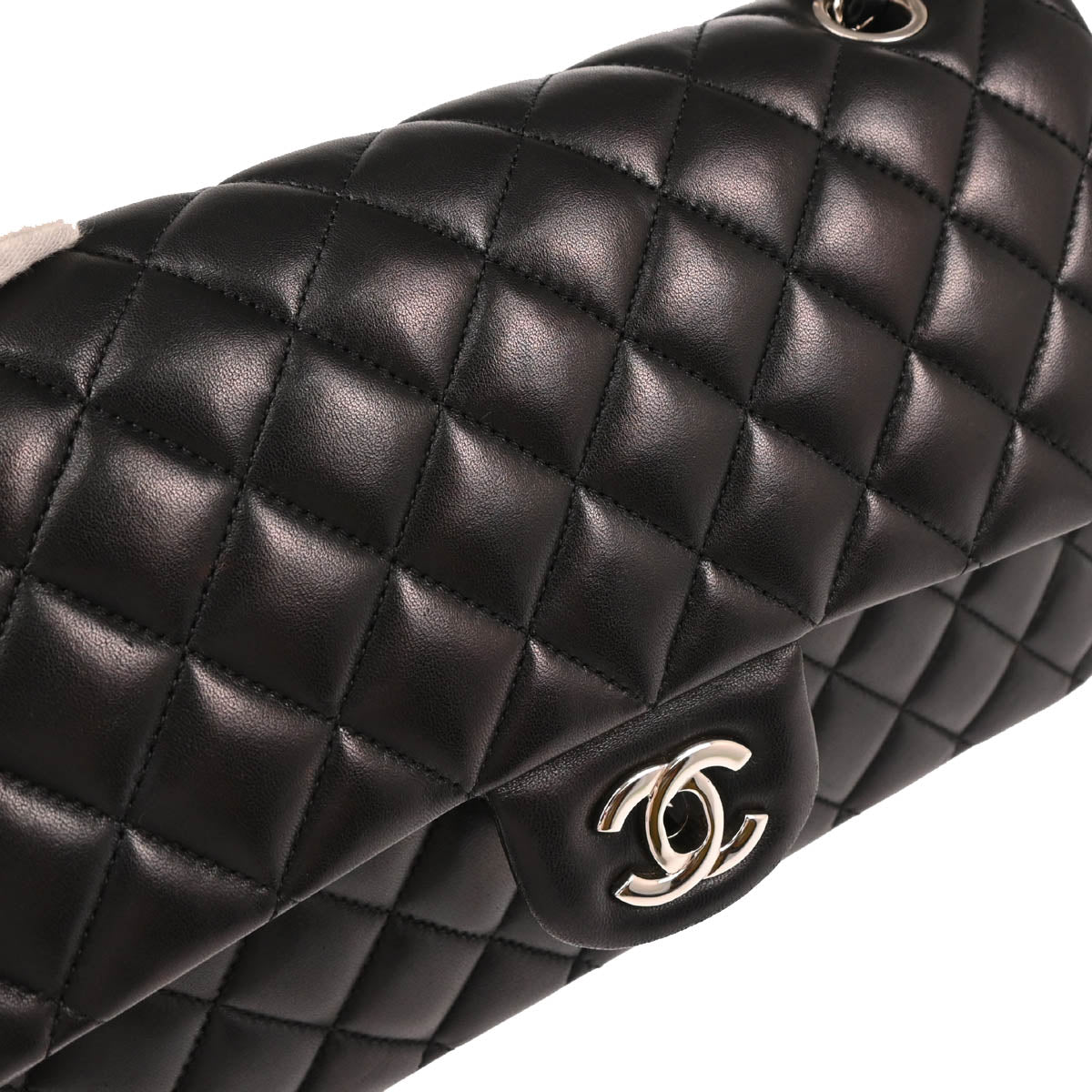 Chanel 2014-2015 Black Lambskin Medium Classic Double Flap Shoulder Bag