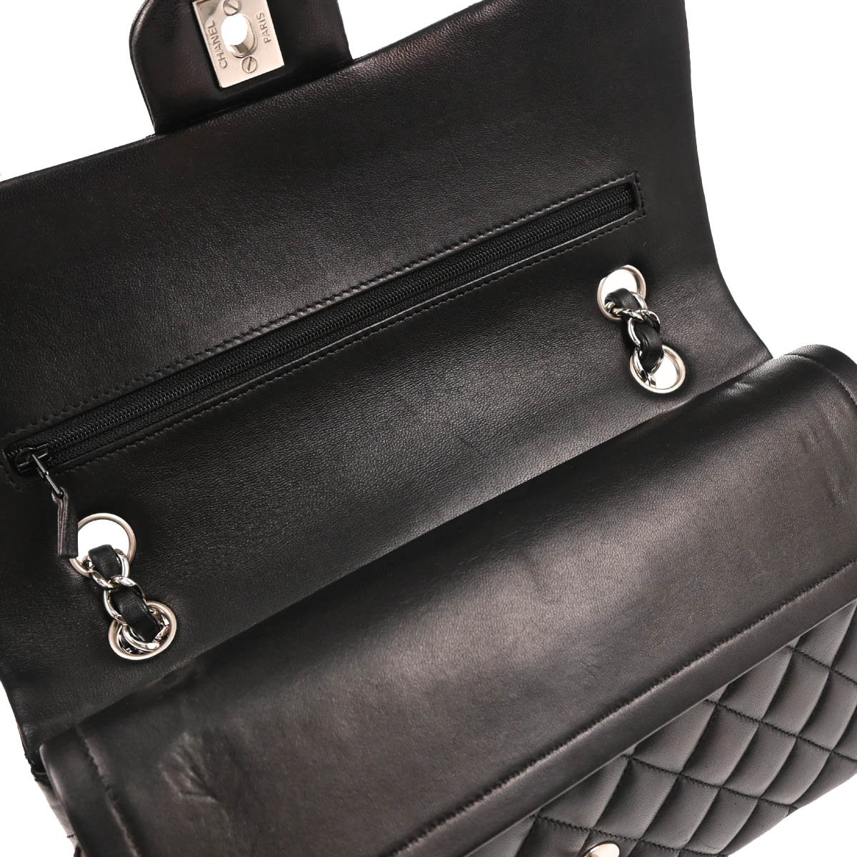 Chanel 2014-2015 Black Lambskin Medium Classic Double Flap Shoulder Bag