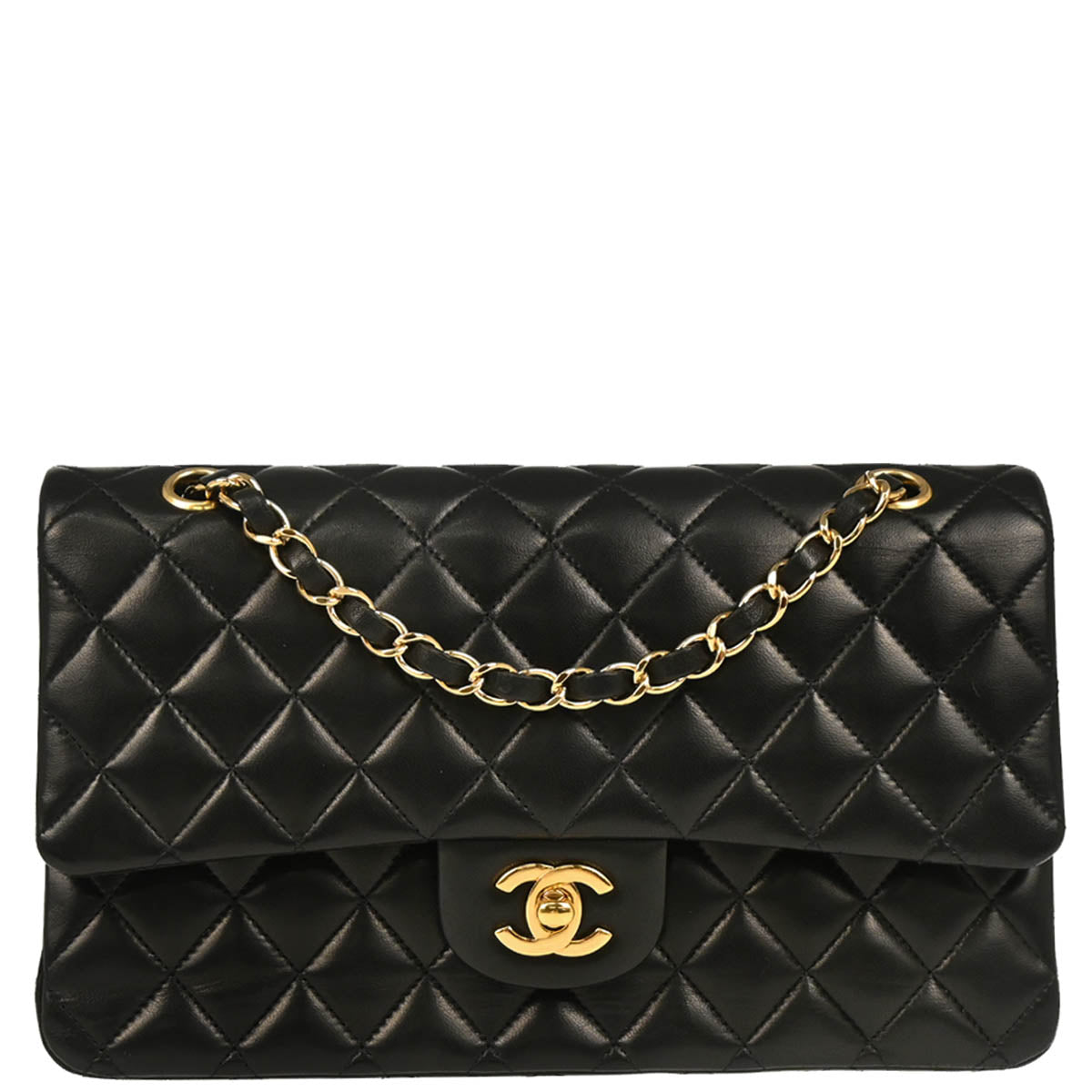 Chanel 2011 Black Lambskin Medium Classic Double Flap Shoulder Bag