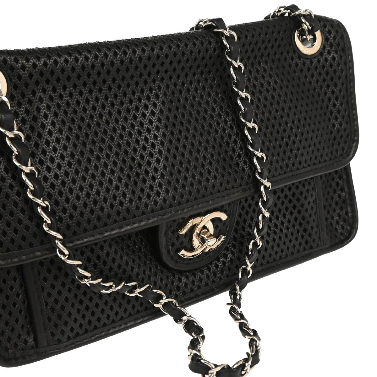 Chanel 2013-2014 Black Perforated Calfskin Up In The Air Shoulder Bag