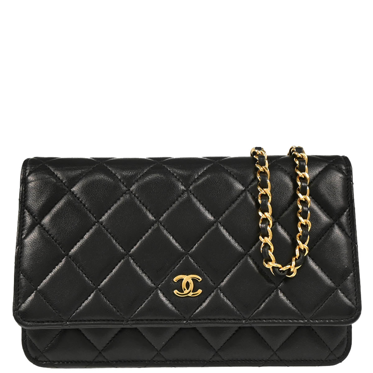 Chanel 2019 Black Lambskin Classic WOC Shoulder Wallet Bag