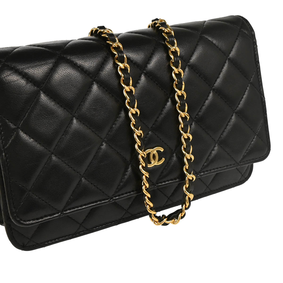 Chanel 2019 Black Lambskin Classic WOC Shoulder Wallet Bag