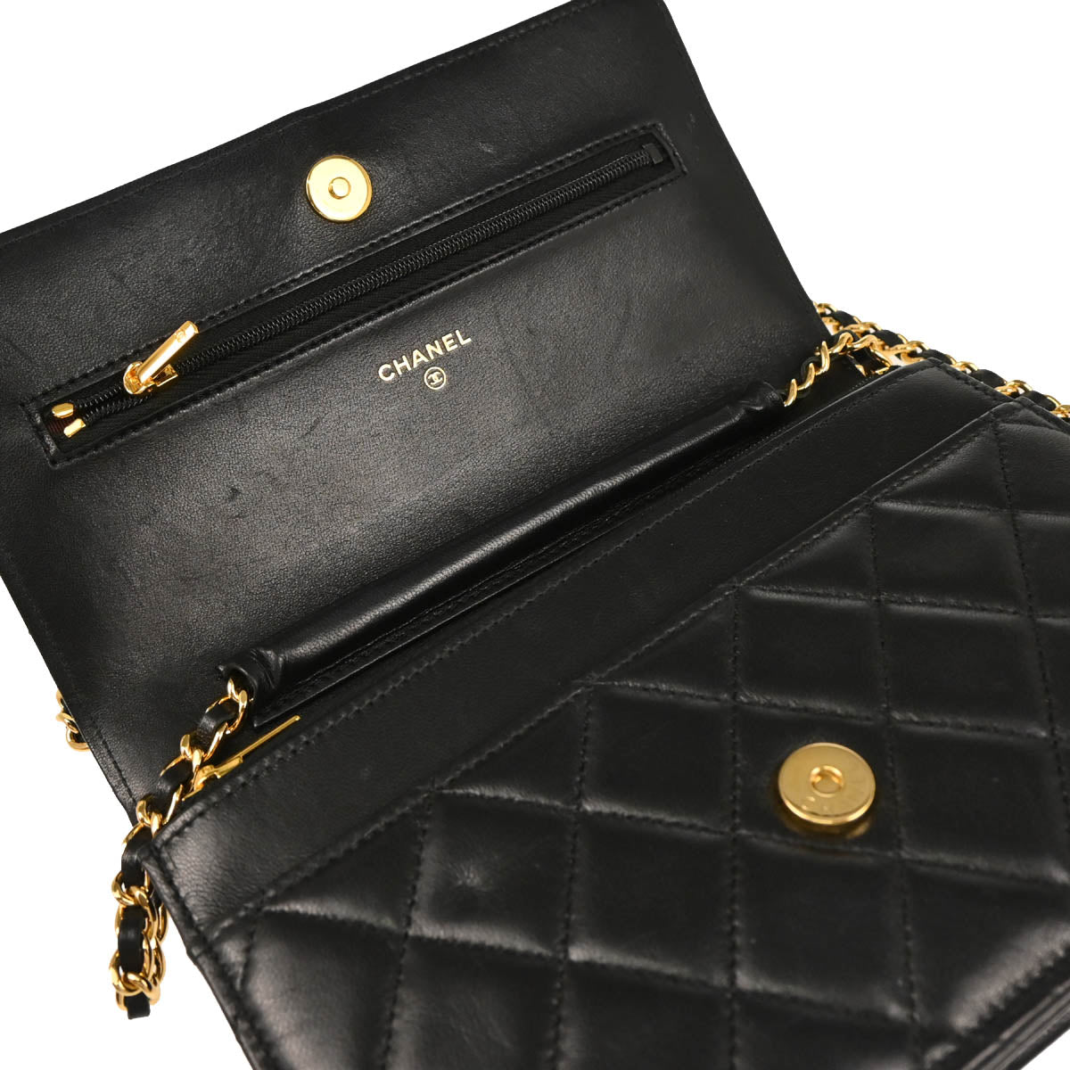Chanel 2019 Black Lambskin Classic WOC Shoulder Wallet Bag
