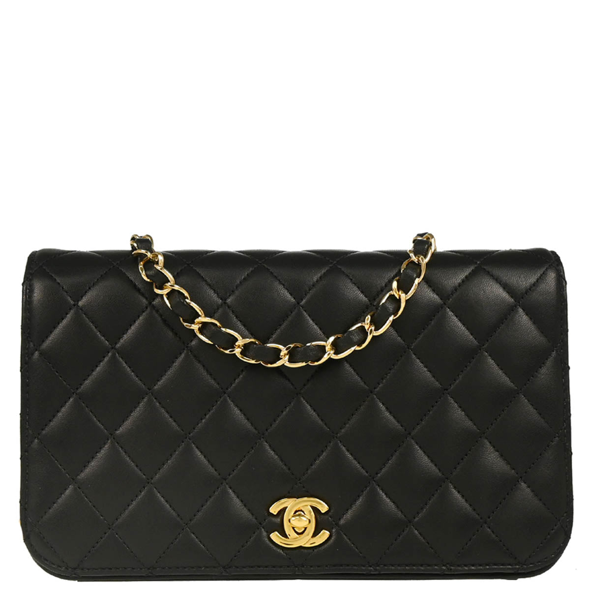Chanel 2010-2011 Black Lambskin Turnlock Small Full Flap Shoulder Bag