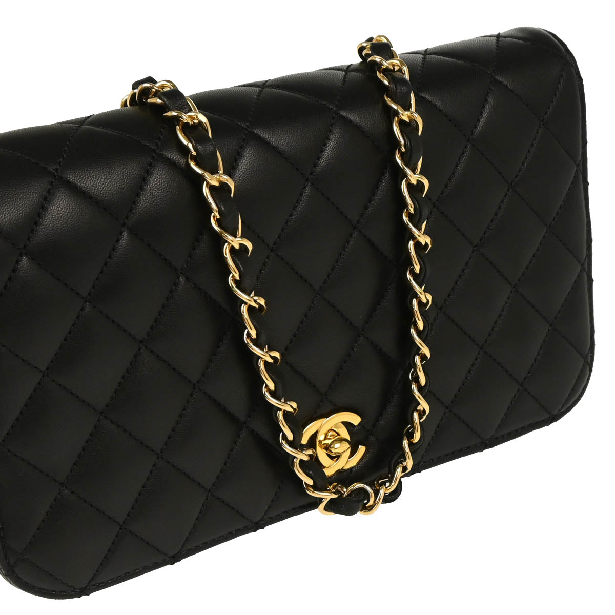 Chanel 2010-2011 Black Lambskin Turnlock Small Full Flap Shoulder Bag