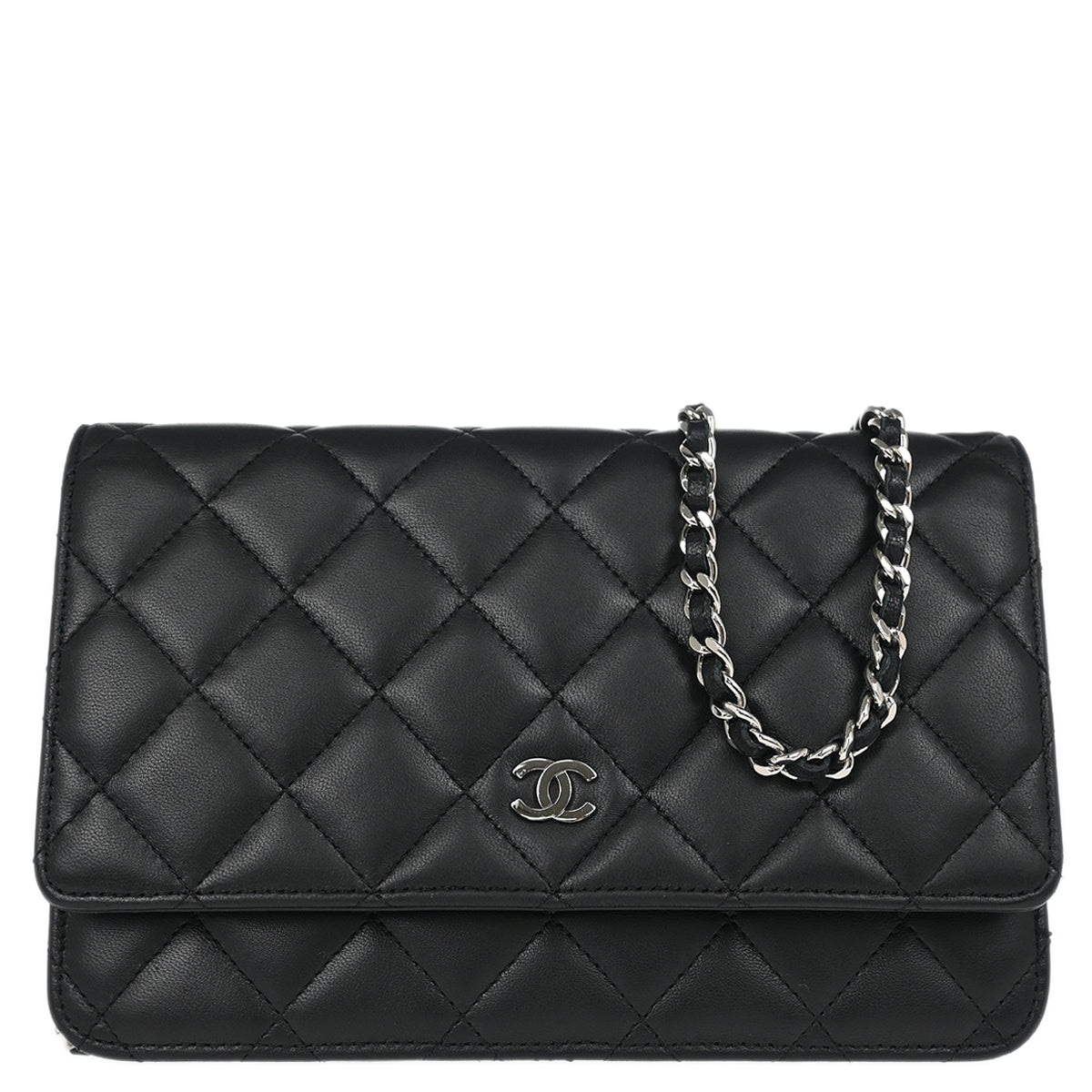 Chanel 2012 Black Lambskin Classic WOC Shoulder Wallet Bag