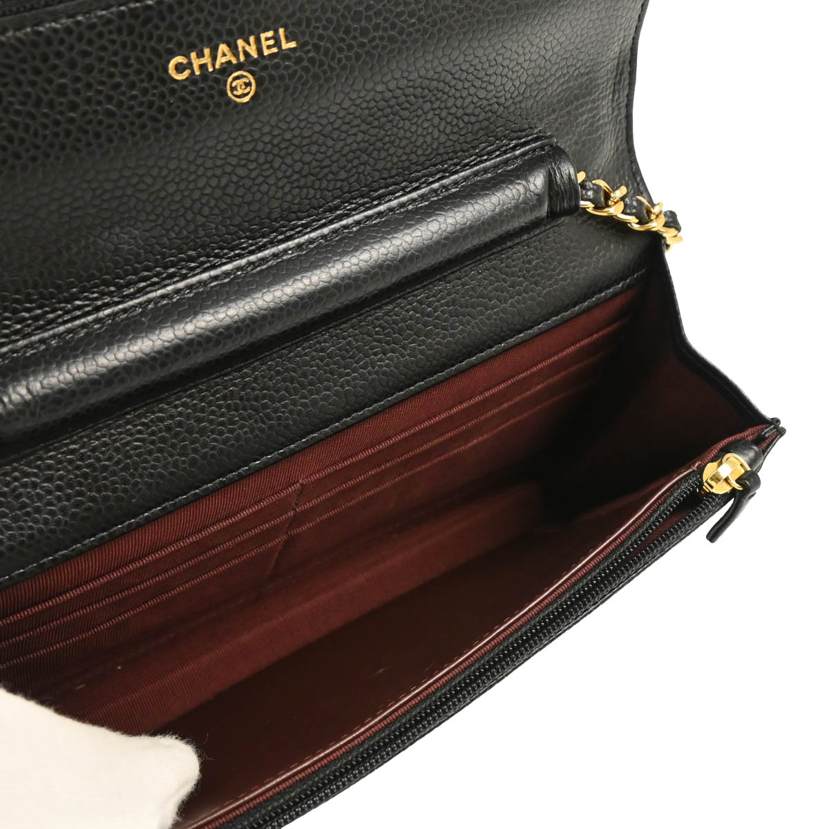 Chanel 2016-2017 Black Caviar Classic Chain On Wallet WOC