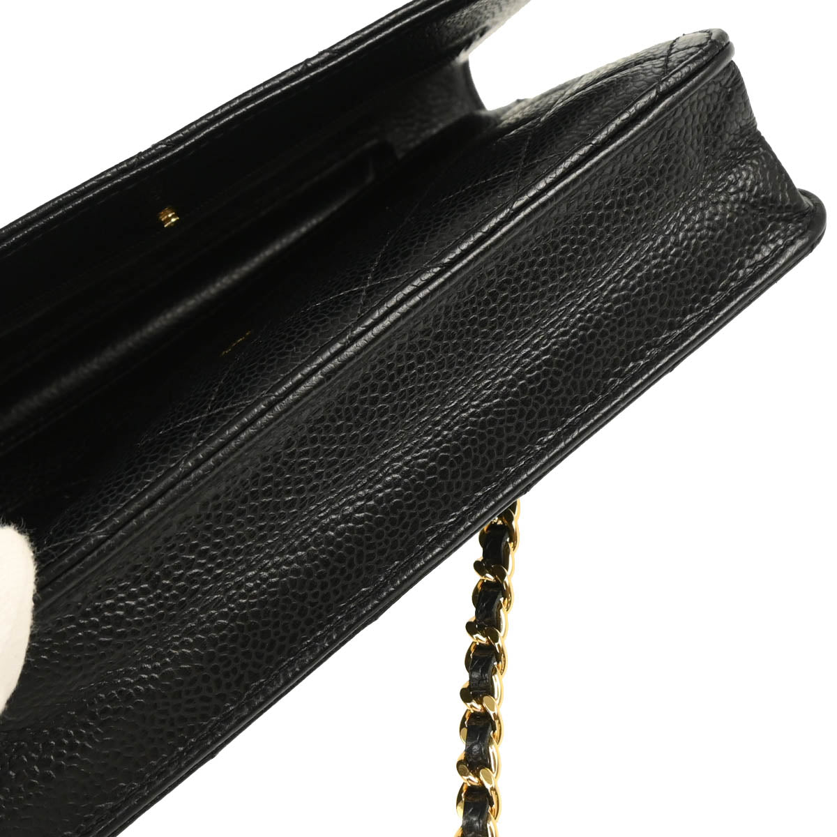 Chanel 2016-2017 Black Caviar Classic Chain On Wallet WOC