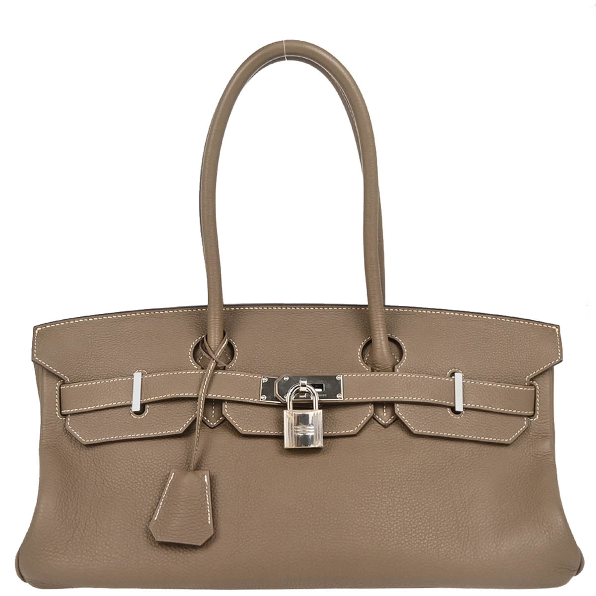 Hermes 2010 Etoupe Gray Taurillon Clemence Shoulder Birkin Handbag