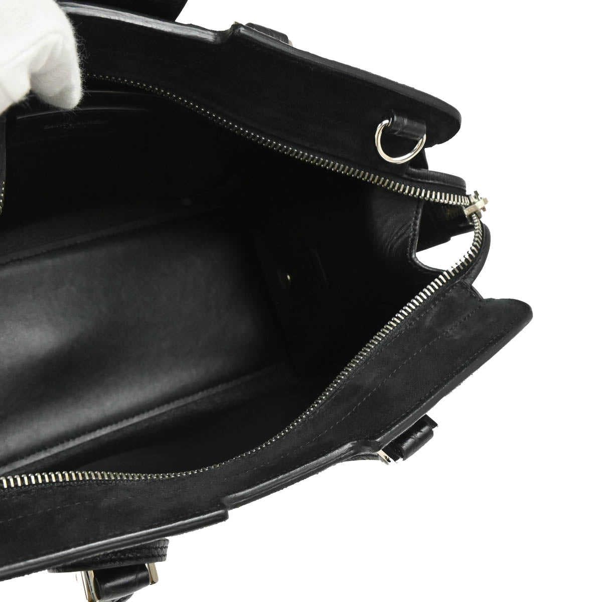 Saint Laurent Black Suede Baby Cabas 2way Shoulder Handbag
