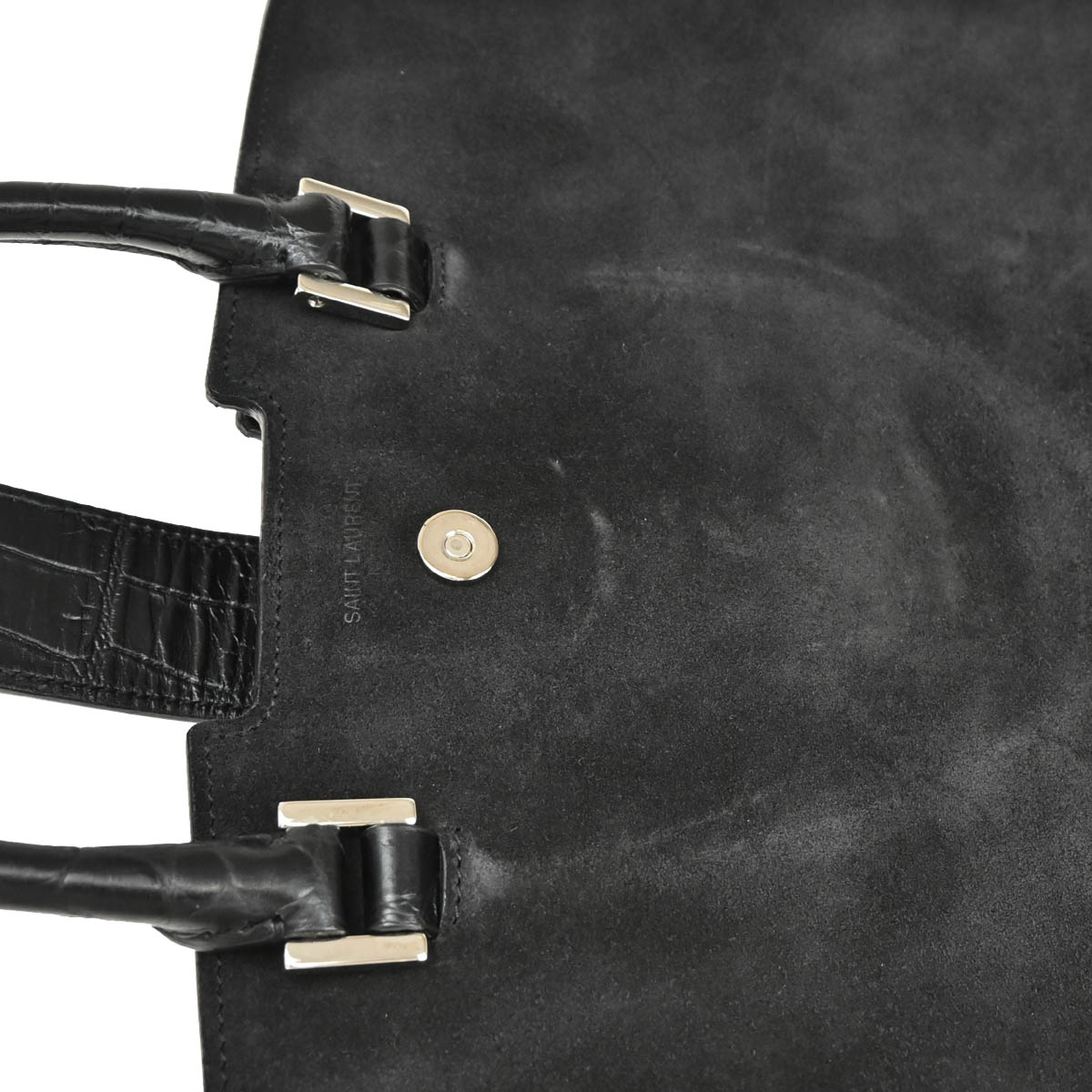 Saint Laurent Black Suede Baby Cabas 2way Shoulder Handbag