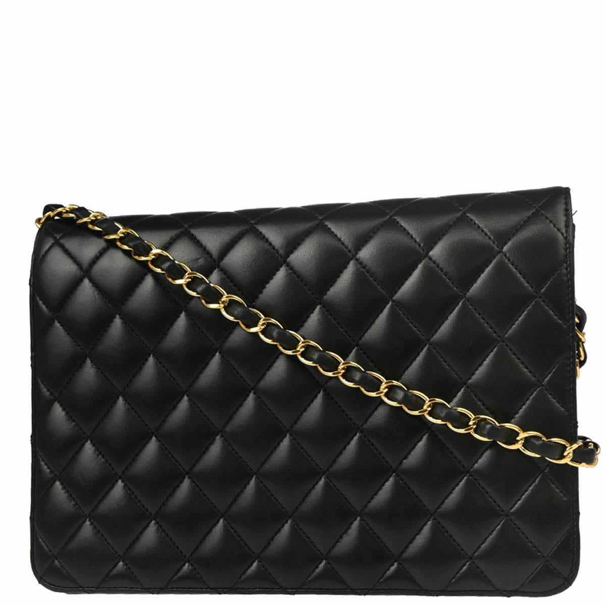 Chanel 2010-2011 Black Lambskin Turnlock Medium Half Flap Shoulder Bag