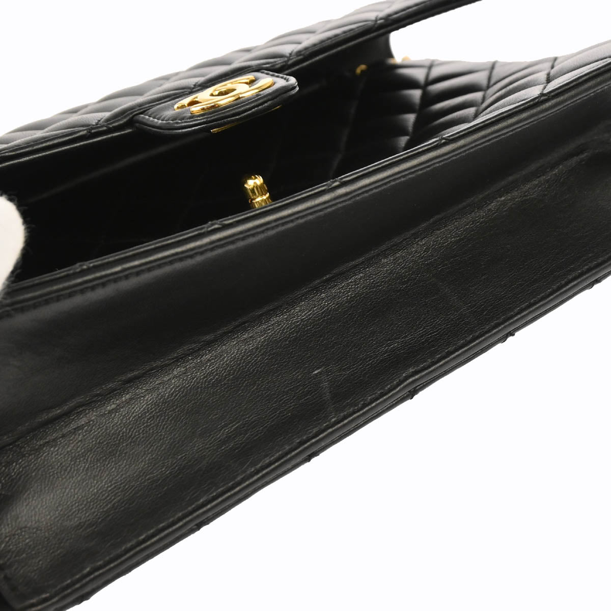 Chanel 2010-2011 Black Lambskin Turnlock Medium Half Flap Shoulder Bag
