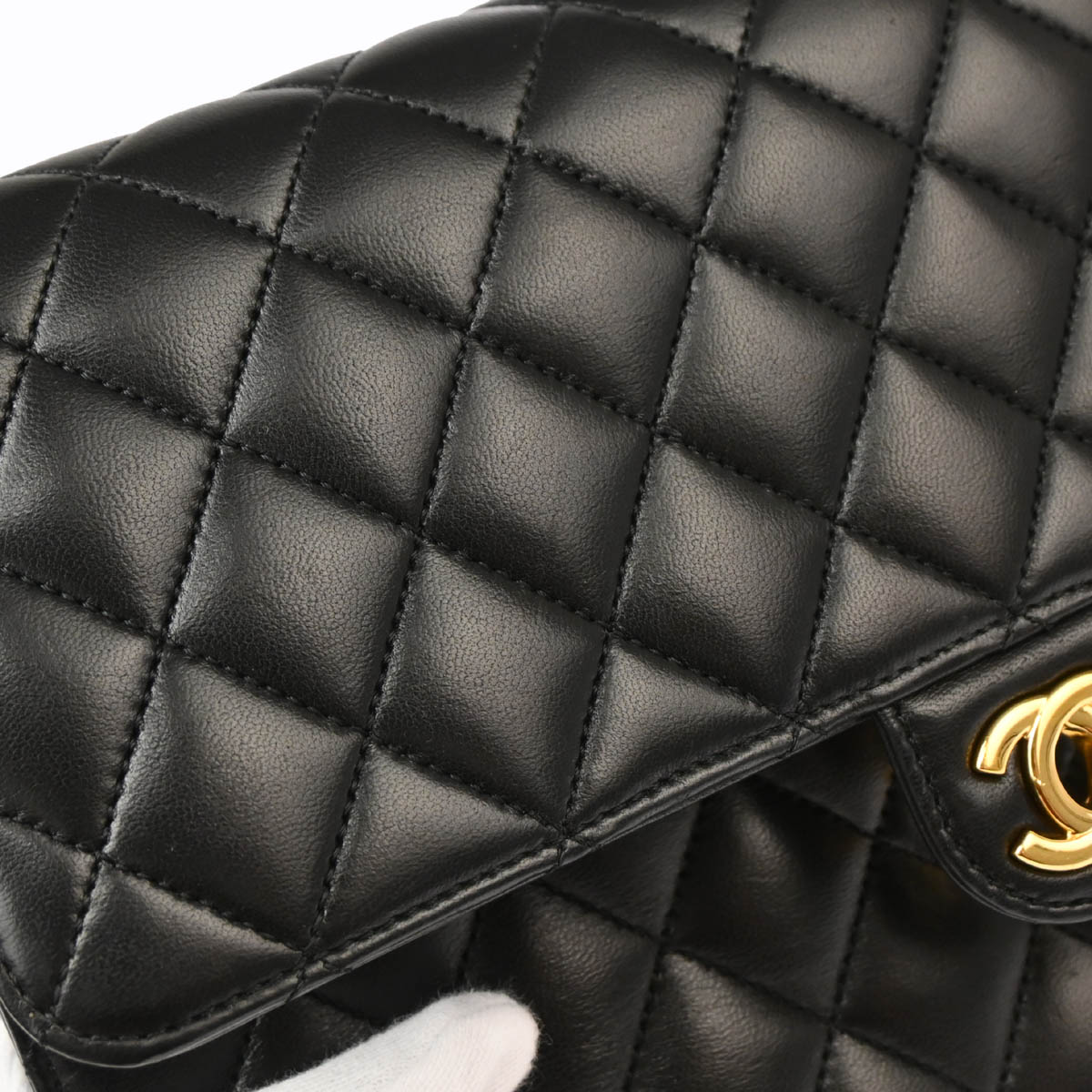 Chanel 2010-2011 Black Lambskin Turnlock Medium Half Flap Shoulder Bag