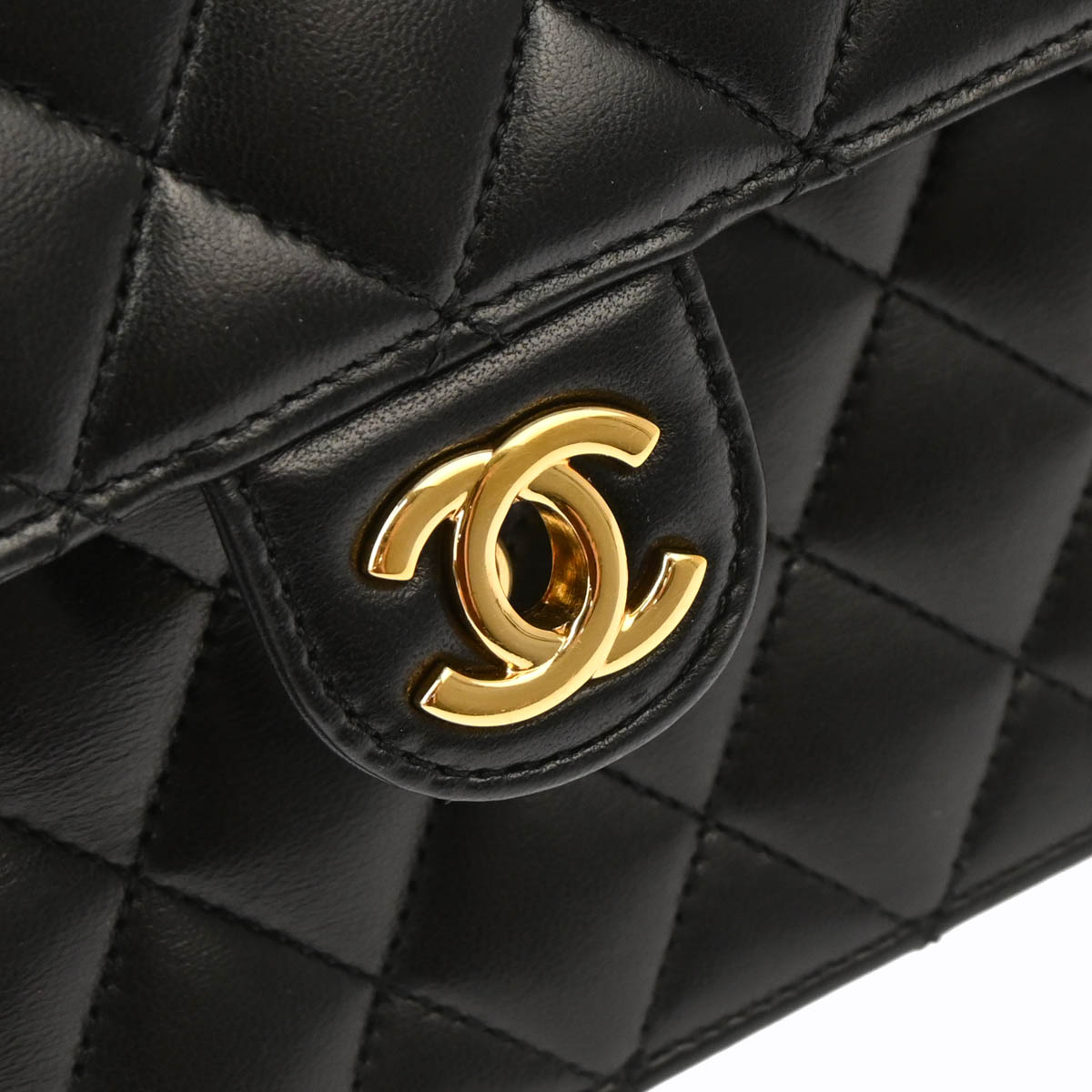 Chanel 2010-2011 Black Lambskin Turnlock Medium Half Flap Shoulder Bag