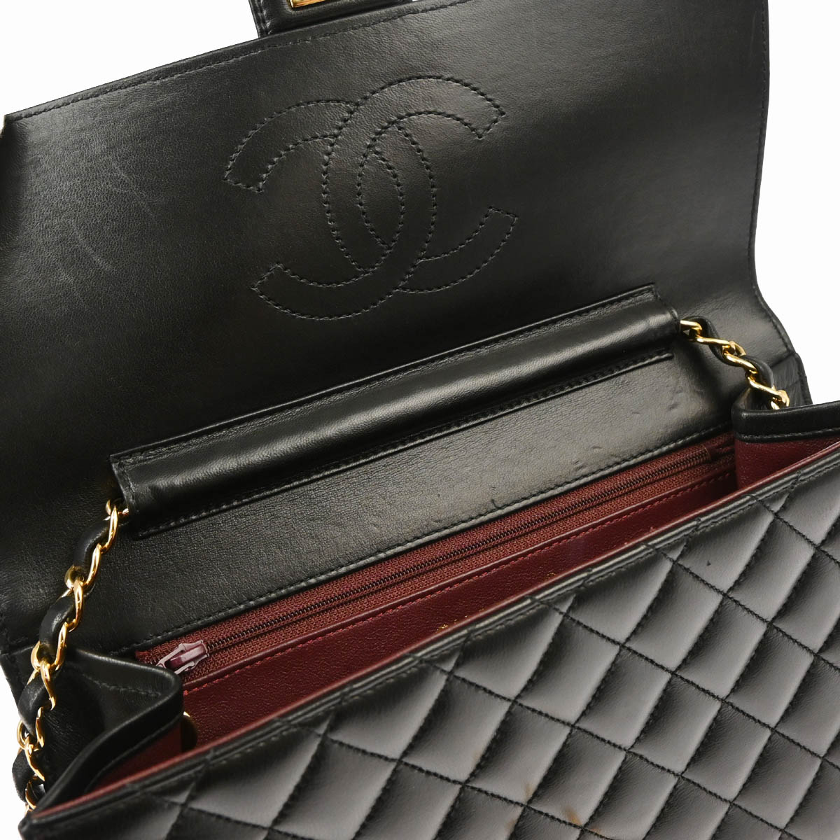 Chanel 2010-2011 Black Lambskin Turnlock Medium Half Flap Shoulder Bag