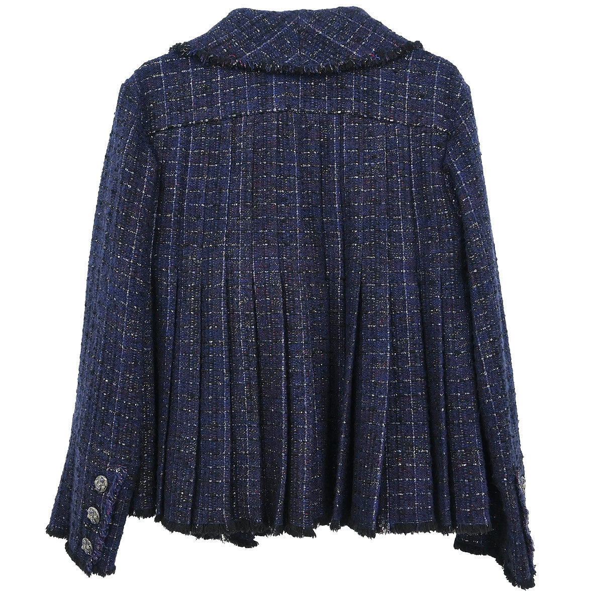 Chanel 2013-2014 Pleated Tweed Jacket Navy #38