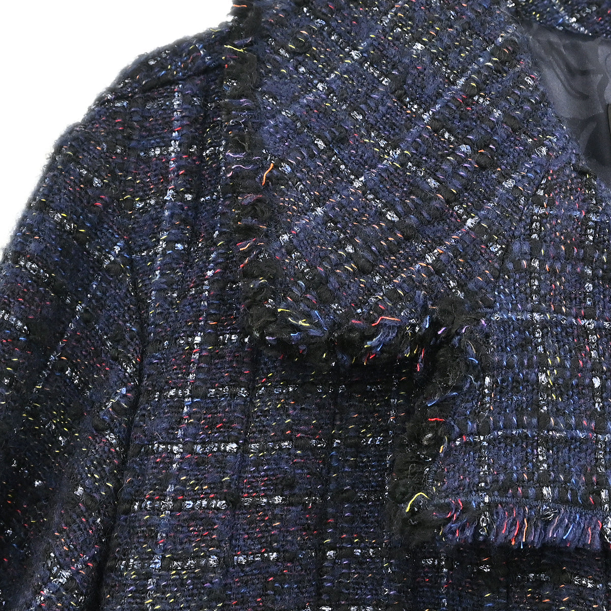Chanel 2013-2014 Pleated Tweed Jacket Navy #38