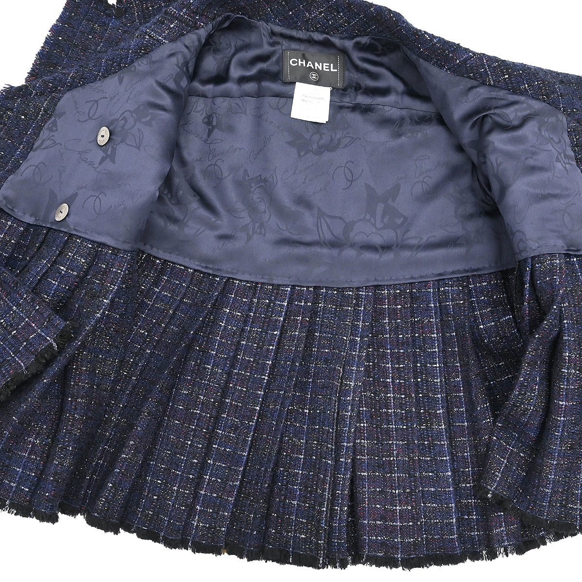 Chanel 2013-2014 Pleated Tweed Jacket Navy #38