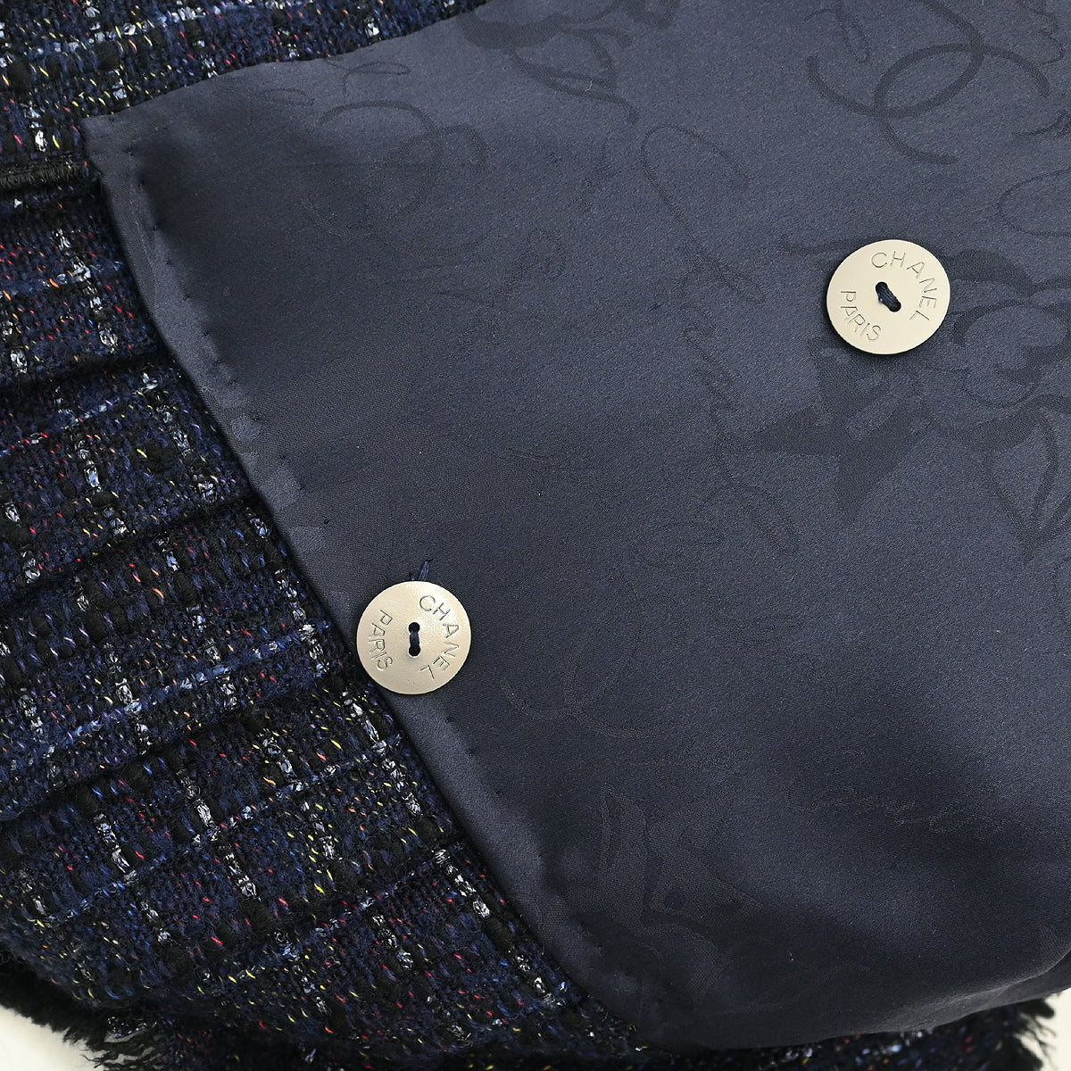 Chanel 2013-2014 Pleated Tweed Jacket Navy #38