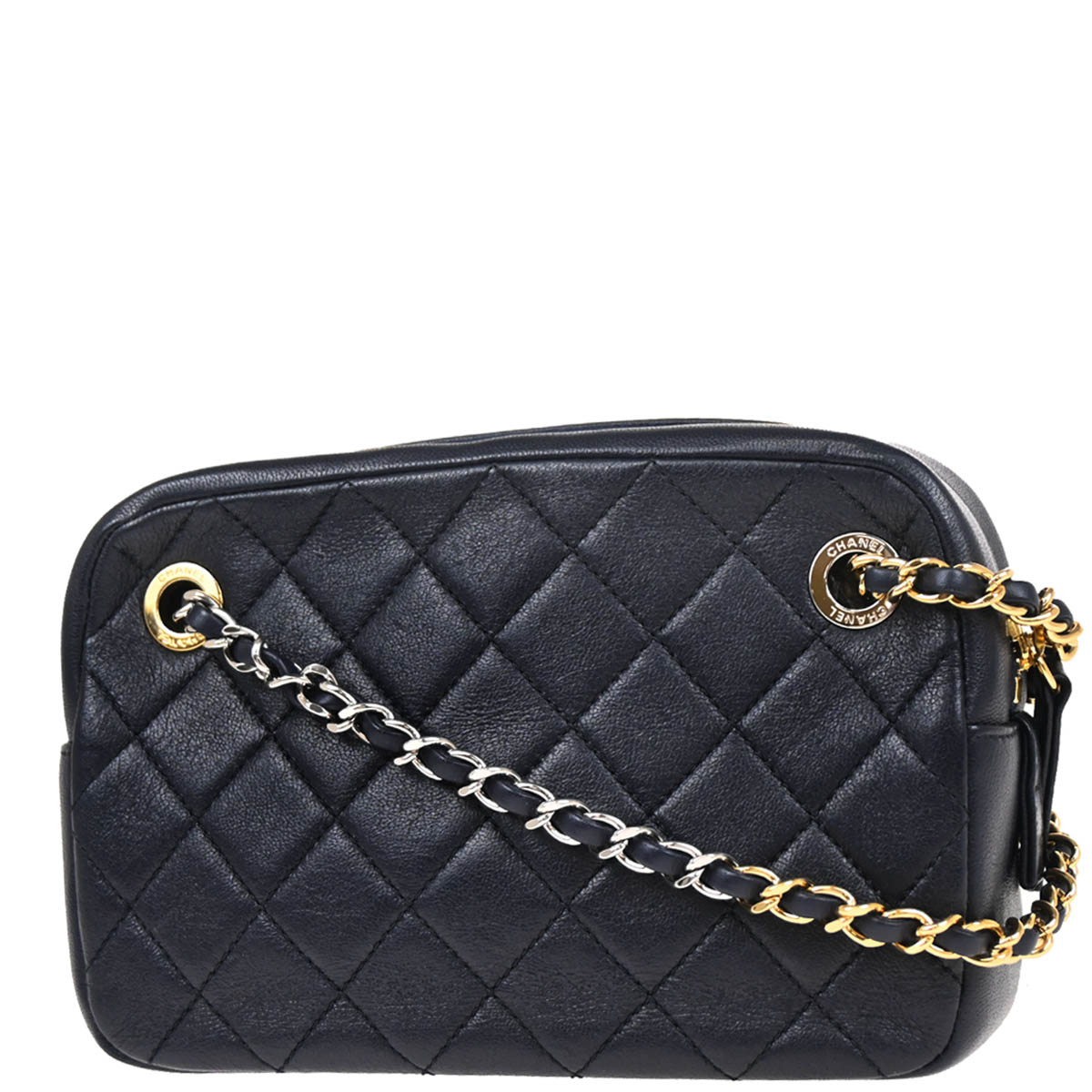 Chanel 2019 Navy Lambskin Camera Bag Mini